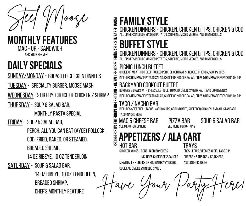 Steel Moose Bar & Grill Menu image 2